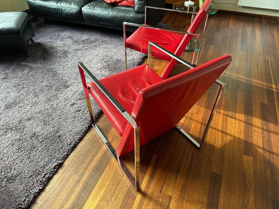 Image 1 of 2 fauteuils Arco Spine en chrome/cuir