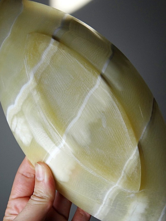 Image 1 of Vintage handcrafted trinket tray in natural Egyptian alabaster, 1960s-1970s
