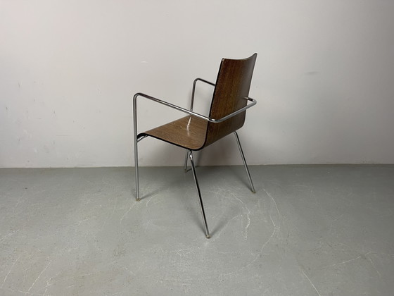 Set van zes mid-century moderne eetkamerstoelen van wengéhout, toegeschreven aan Thonet, Duitsland, jaren (photo 13 of 15)