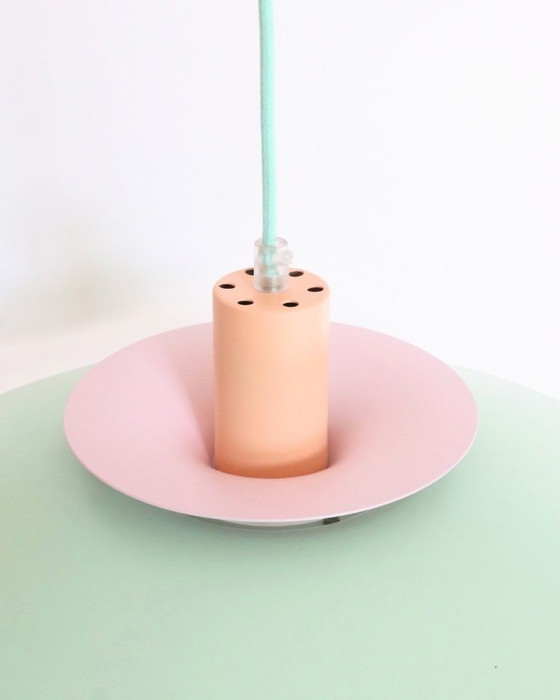 Image 1 of Lampada a sospensione danese vintage in colori pastello, stile retrò metà secolo