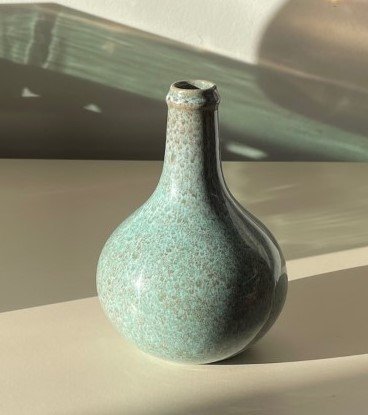 Art Deco Vase aus türkisfarbener Keramik