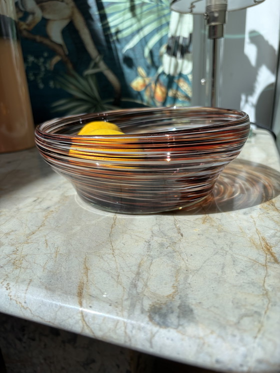 Vintage Murano Style Glass Bowl – Turtle / Tortoiseshell Swirl – Ø 20 cm – Table accessories (photo 7 of 8)