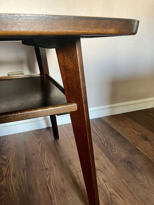 Mid - Century tray table/ side table with shelf. High-quality German side table, 1940s to 50s