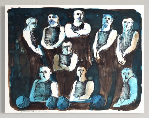 Robert Detheux rare surrealist painting from 1963