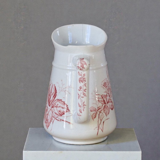 Image 1 of Großer antiker rosa Steingutkrug, Kaiserliches Bonn, 19. Jahrhundert