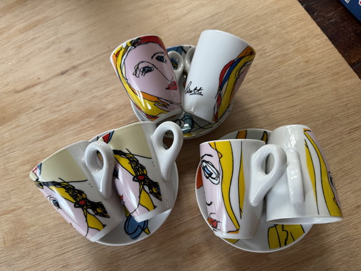 Six Cups and Saucers Gallery Tinks Atelier Faces Faces