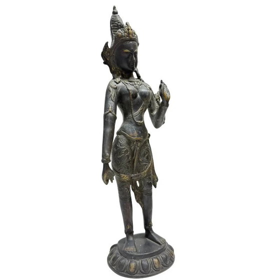 Antique Standing Tara - Bronze - Himalaya - 42 cm – Sculpture (photo 2 of 10)
