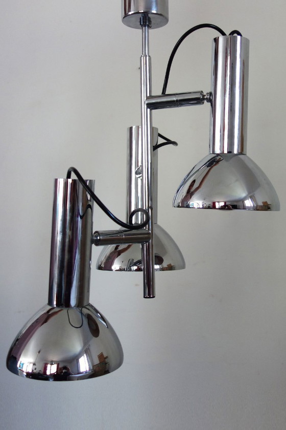 Image 1 of Lampadario a 3 faretti cromato degli anni '70