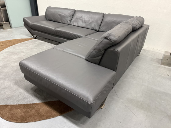 Image 1 of Natuzzi Hoekbank Grijs leer 310x240