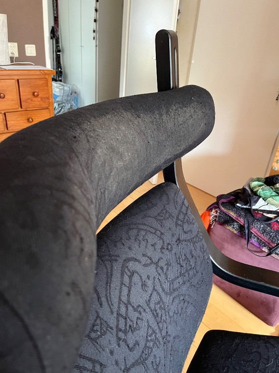 Ergonomic kneeling chair, black with blue-green knee cushions, Stokke | Varier, Rocking chairs, Wood, Textile (photo 4 of 5)