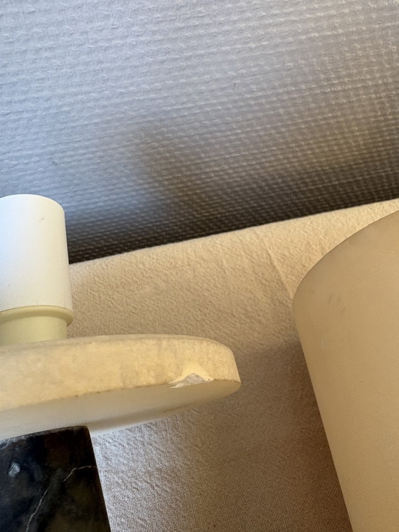 Image 1 of Vintage Made in Spain Alabaster & Green Marble Handmade Table Lamp