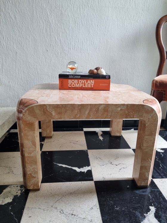 Vintage Tessellated Stone Salontafel Met Kwaliteitslabel – Robert Marcius Stijl - Jaren '90 – Brass (photo 5 of 12)