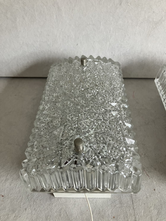Image 1 of Lampade da parete vintage in vetro ghiaccio di Hoffmeister Leuchten