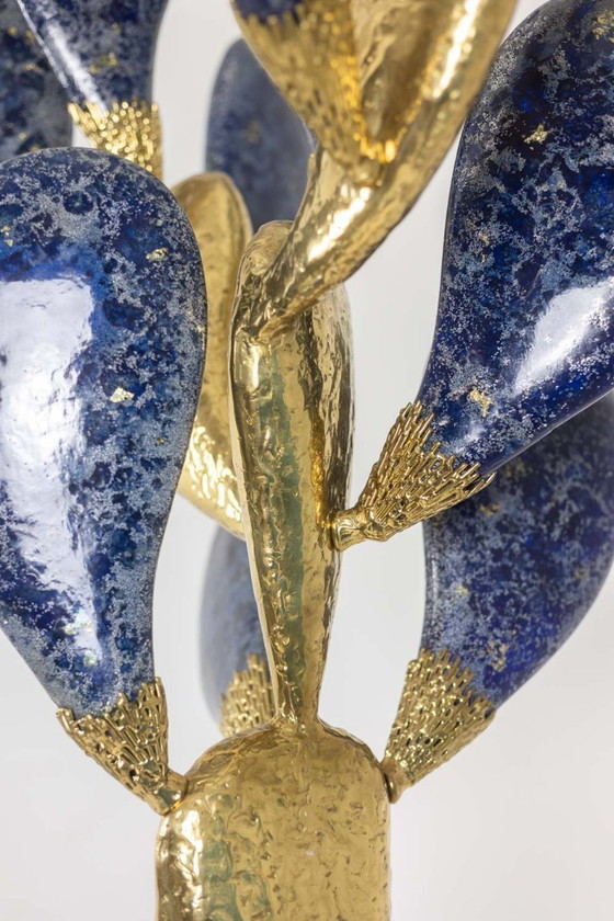 Image 1 of Jacques Duval Brasseur, Groot cactussculptuur in verguld messing. 1992