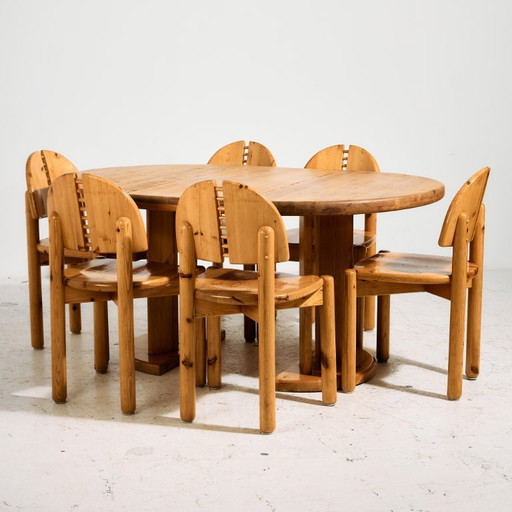 MK9986 Pine dining set by Rainer Daumiller for Hirtshals Savvaerk, Set of 7