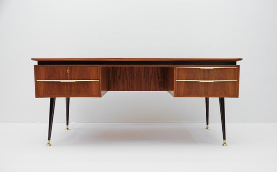 Image 1 of Grande scrivania con dettagli in ottone, Germania anni '50