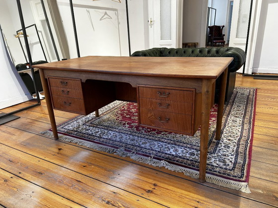 Mid-century freestanding desk, teak, oak, Denmark, 1960s – Wood (photo 5 of 5)