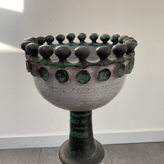 Image 1 of Paire unique de vases de sol en céramique faits à la main - style lave grasse - vers 1960/70