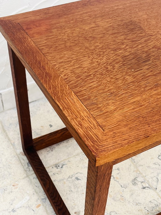 Image 1 of Brutalist side table in solid oak