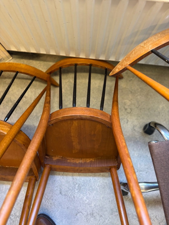 Set di 4 sedie da pranzo vintage Mid-Century con schienale a fuso – ca. 1962 – Legno (photo 12 of 15)
