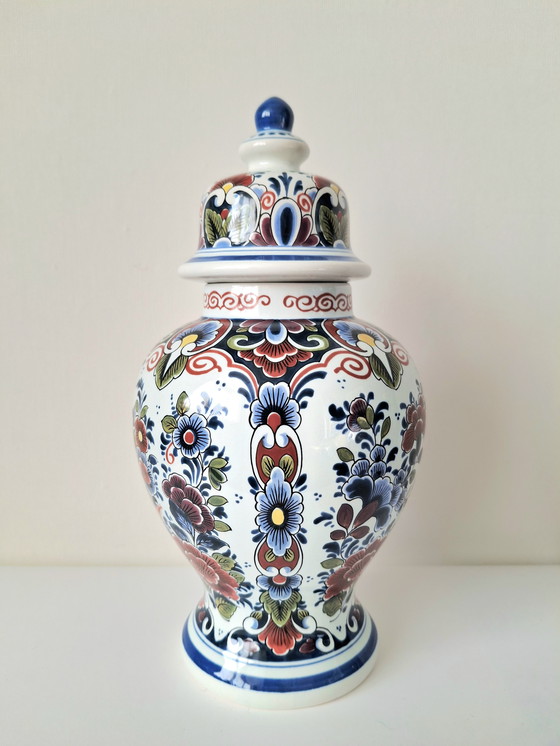 Image 1 of Hermoso tarro de jengibre policromado, intacto, de O.U.D. Delft Nijmegen.