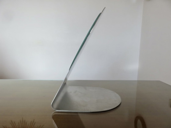 Stainless Steel Table Mirror, France, 1970, Metal, Glass, Silver, Modern (photo 3 of 13)