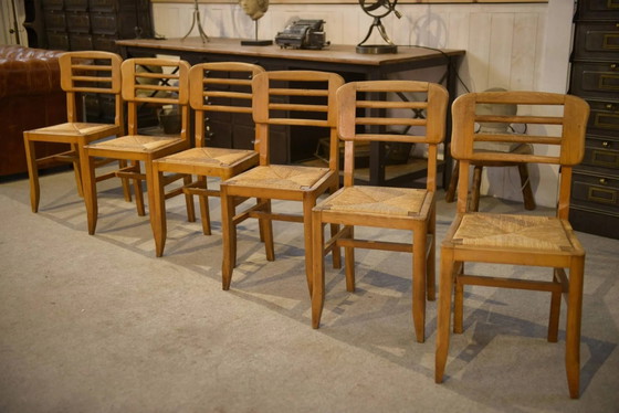Set of 6 Pierre Cruège chairs from the 1950s. – Dining chairs, Wood, Mid Century Modern (photo 6 of 14)