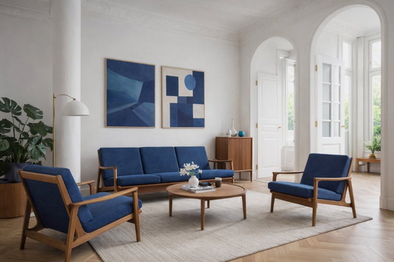 Image 1 of Vintage mid-century Australische moderne teakhouten bank en fauteuils van Parker Furniture, jaren 1950, set van 3