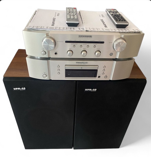 Paar Pioneer HPM-40 luidsprekers + Marantz PM5004 versterker + Marantz CD5004 speler