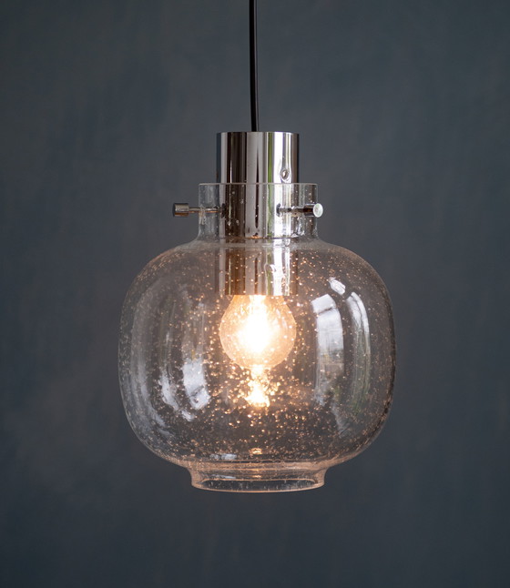 Image 1 of Glashütte Limburg 1970er Jahre Bubble Glas Pendelleuchte