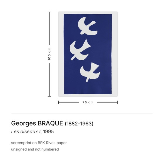 Georges BRAQUE Siebdruck Les oiseaux I 1995 – Lithographien & Drucke, Paper (photo 3 of 5)