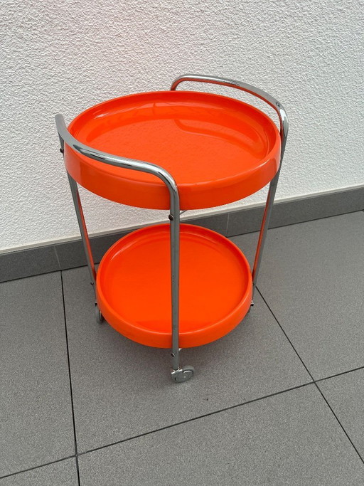 Rond, verchroomd plastic en metalen frame in spacestyle-stijl uit de jaren 80.
