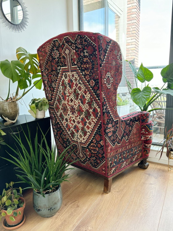Image 1 of Vintage Handmade Turkish Kelim Highback Armchair