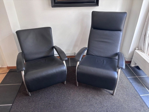 Molinari Design Fauteuils | Zwart Leer | Set Van 2 – Leather, Metal