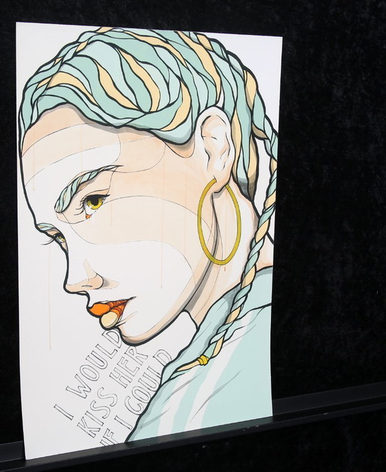 Image 1 of El Bocho - I would kiss her if i could Giclèe - signé à la main