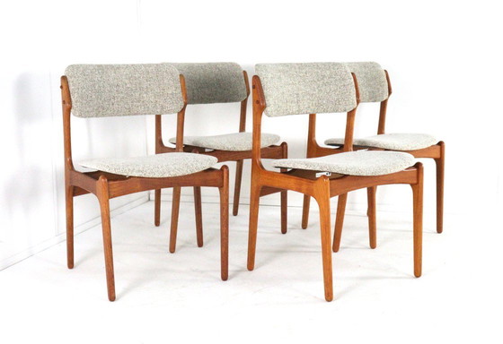 Image 1 of Set of 4 Erik Buch for O.D. mobler dining chairs model 49 vintage upholstered