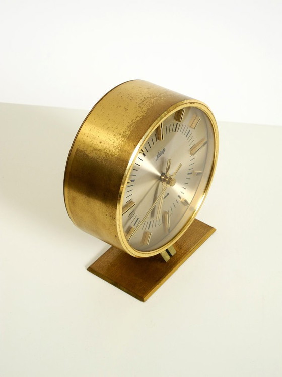 Zeldzame originele ronde messing tafelklok uit de jaren 60 van Schatz Duitsland – Klokken, Brass (photo 11 of 20)