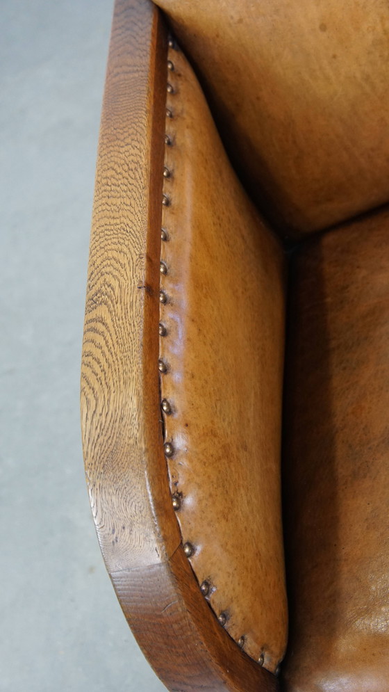 Image 1 of Poltrona in stile Art Déco in pelle di pecora e legno