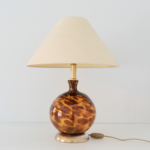 Vintage Art Deco porcelain and blown glass ball lamp (Numbered)