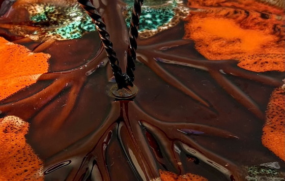 Image 1 of Plat mural ou de service vintage en forme de feuille avec poignée en métal – années 1960