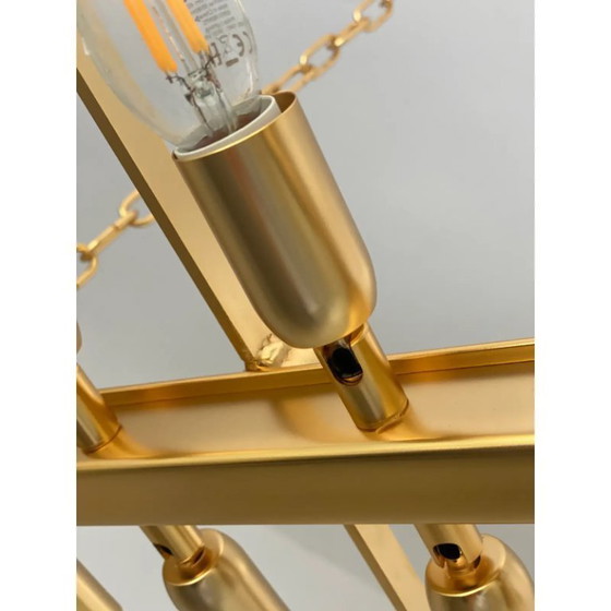 Image 1 of Luxe ovale Tronchi kroonluchter van helder en amberkleurig Murano-glas.