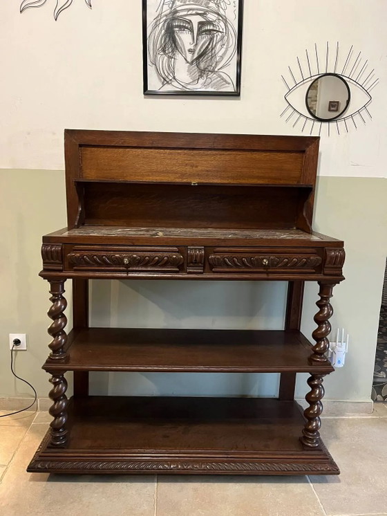 Konsole oder gedrehter Beistelltisch aus Holz – Konsolen, Marble, Wood (photo 19 of 21)