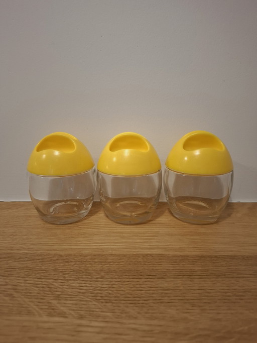 Pyrex vintage de Francia - 3 ollas amarillas