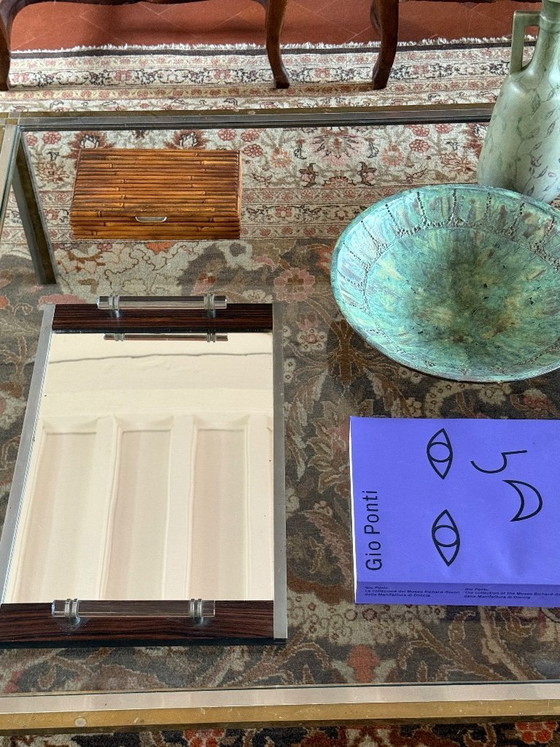 Image 1 of Modernist mirrored tray, in the manner of Jacques Adnet France 1940 /1950
