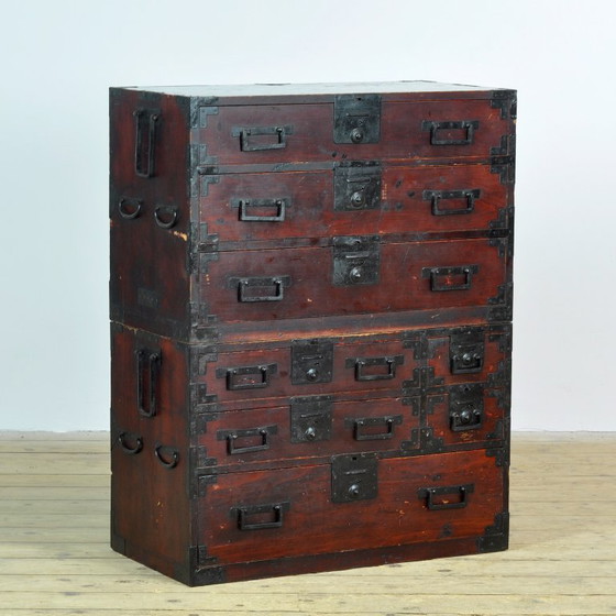 Japanese Tansu chest of drawers, circa 1890, Iron, Wood, Black (photo 3 of 16)