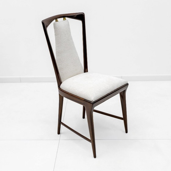 Image 1 of Set of 6 Osvaldo Borsani Mid-Century Modern Italian Bouclè Dining Chairs, 50s
