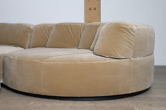 Image 1 of Roche Bobois "Paysage" Sofalandschaft aus beigem Samt von Hans Hopfer, 1974