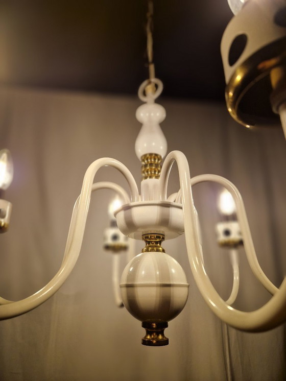 Image 1 of Rare Mid-Century Czech Lighting Set – 6-Arm Chandelier + Wall Lamp by Drukov, 1960s