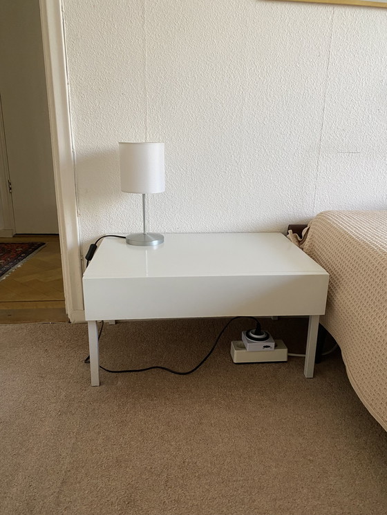 Image 1 of White Lacquered Nightstand From Interlubke With Drawer