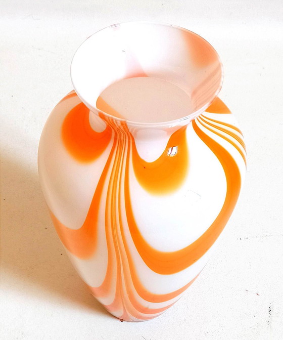 Image 1 of Murano Orange Vase By Carlo Moretti 70's Height 36 cm